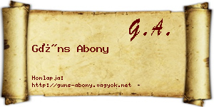 Güns Abony névjegykártya